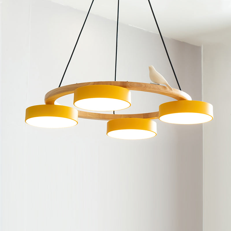Ronde hanglamp met vogels en ronde modules