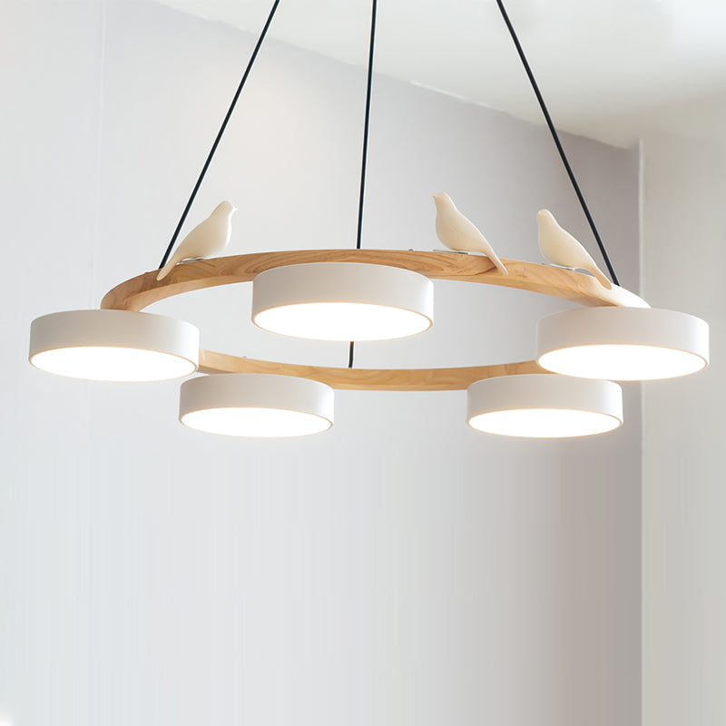 Ronde hanglamp met vogels en ronde modules