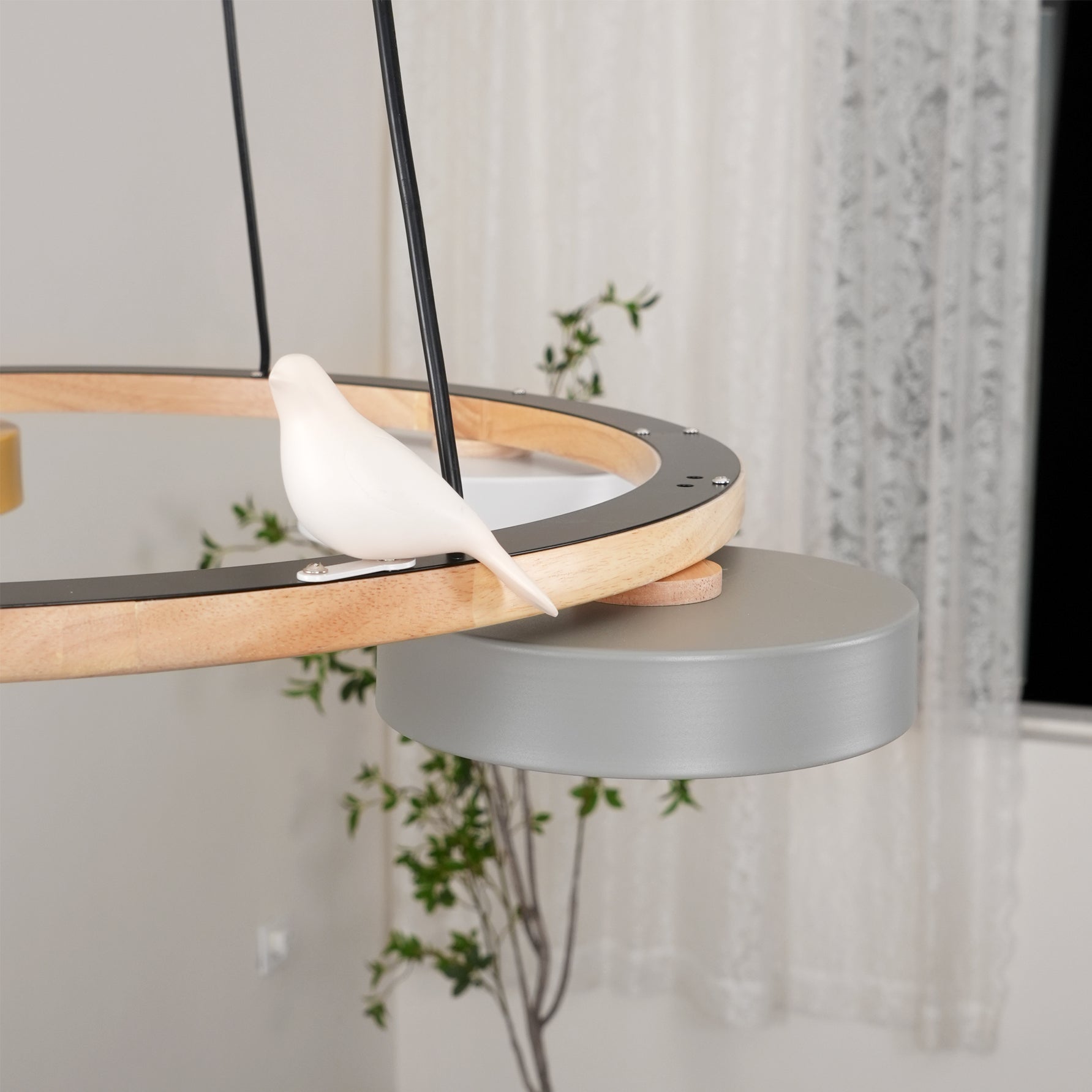 Ronde hanglamp met vogels en ronde modules
