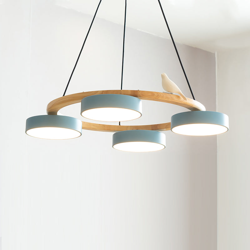Ronde hanglamp met vogels en ronde modules
