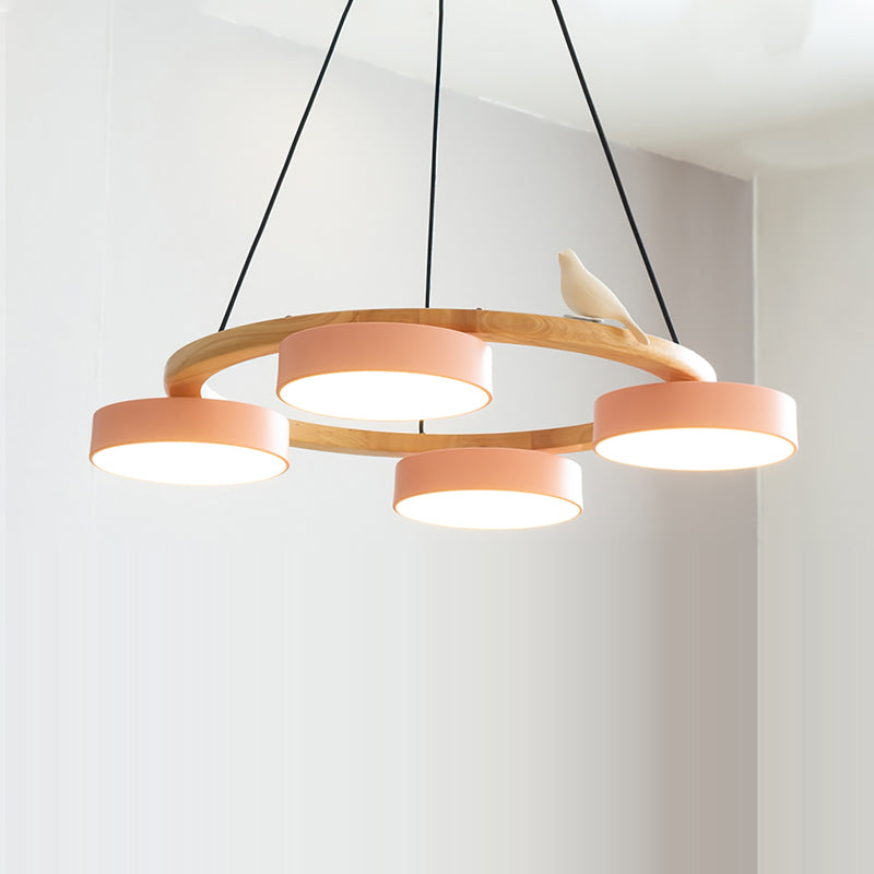 Ronde hanglamp met vogels en ronde modules