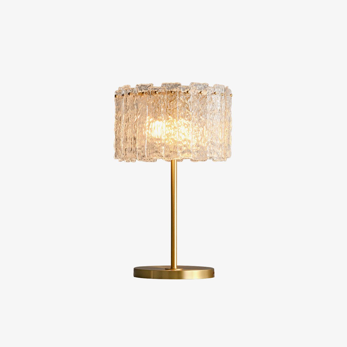 Lampe de table avec abat-jour superposé à texture et base ronde