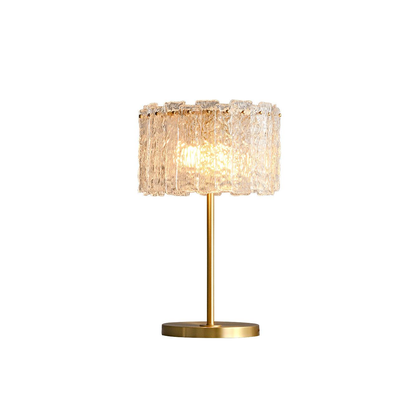 Lampe de table avec abat-jour superposé à texture et base ronde