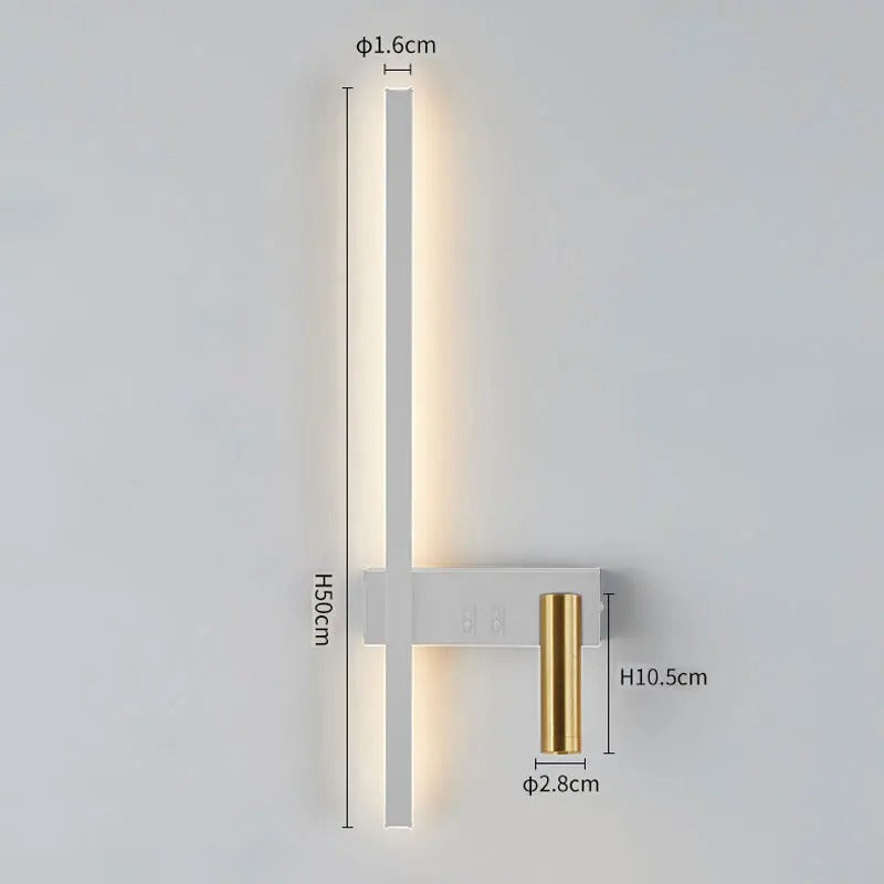 Kinkiet LED z regulowanym reflektorem i listwą świetlną