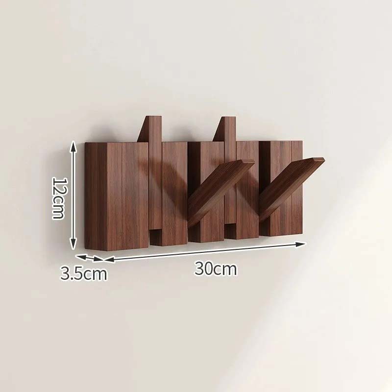 Drewniany wieszak ścienny składany z uchylnymi hakami