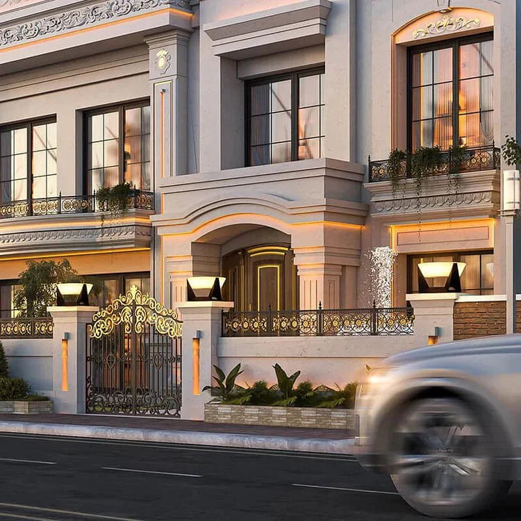 Solarlamp buiten met ronde plaat en wit licht