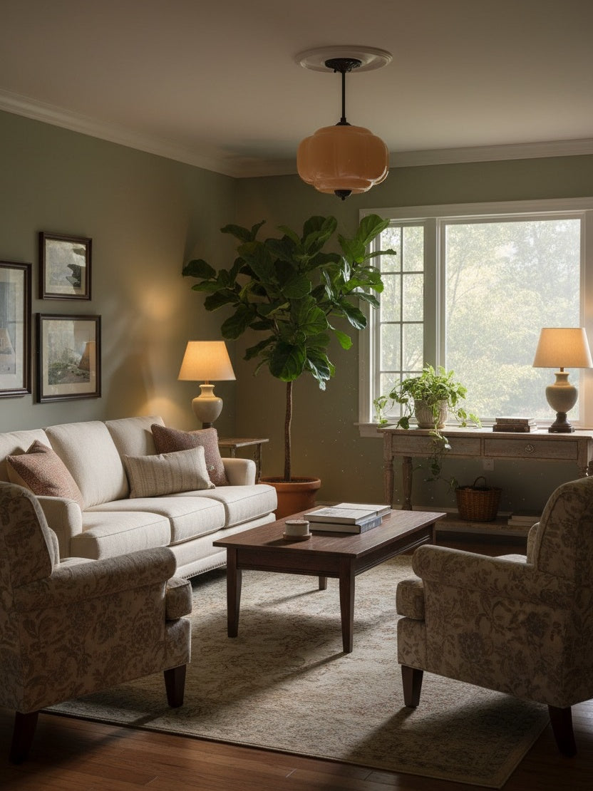 Lampa wisząca w kształcie dyni w stylu vintage, półpłaska, szklana