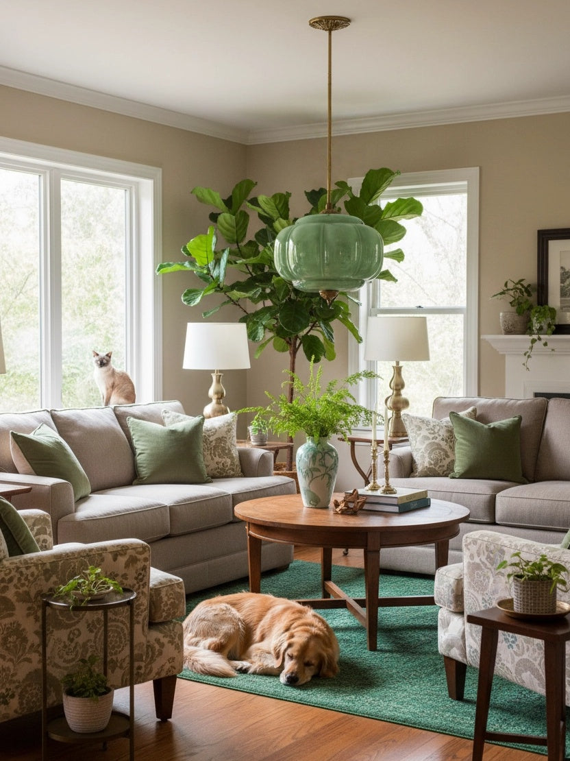 Lampa wisząca w kształcie dyni w stylu vintage, półpłaska, szklana