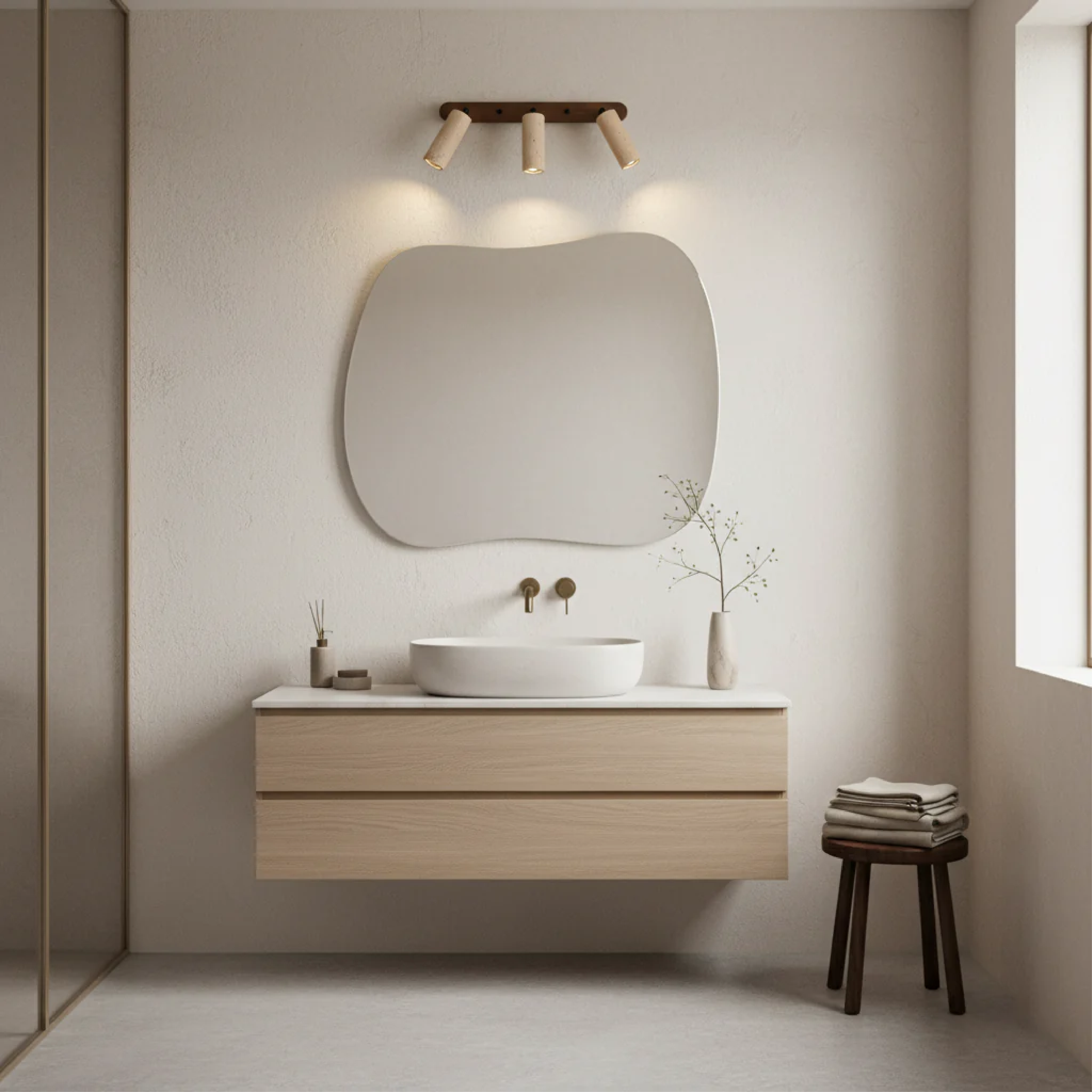 Obrotowa lampa ścienna z trawertynu