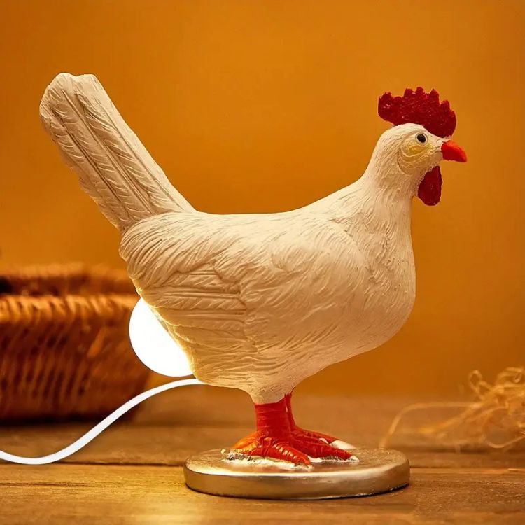 Dekoracyjna lampka nocna LED w kształcie kury z ciepłym światłem