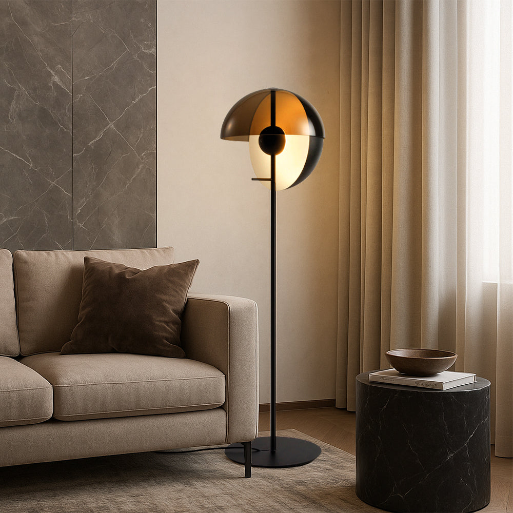Lampe sur pied moderne en verre fumé – DEL