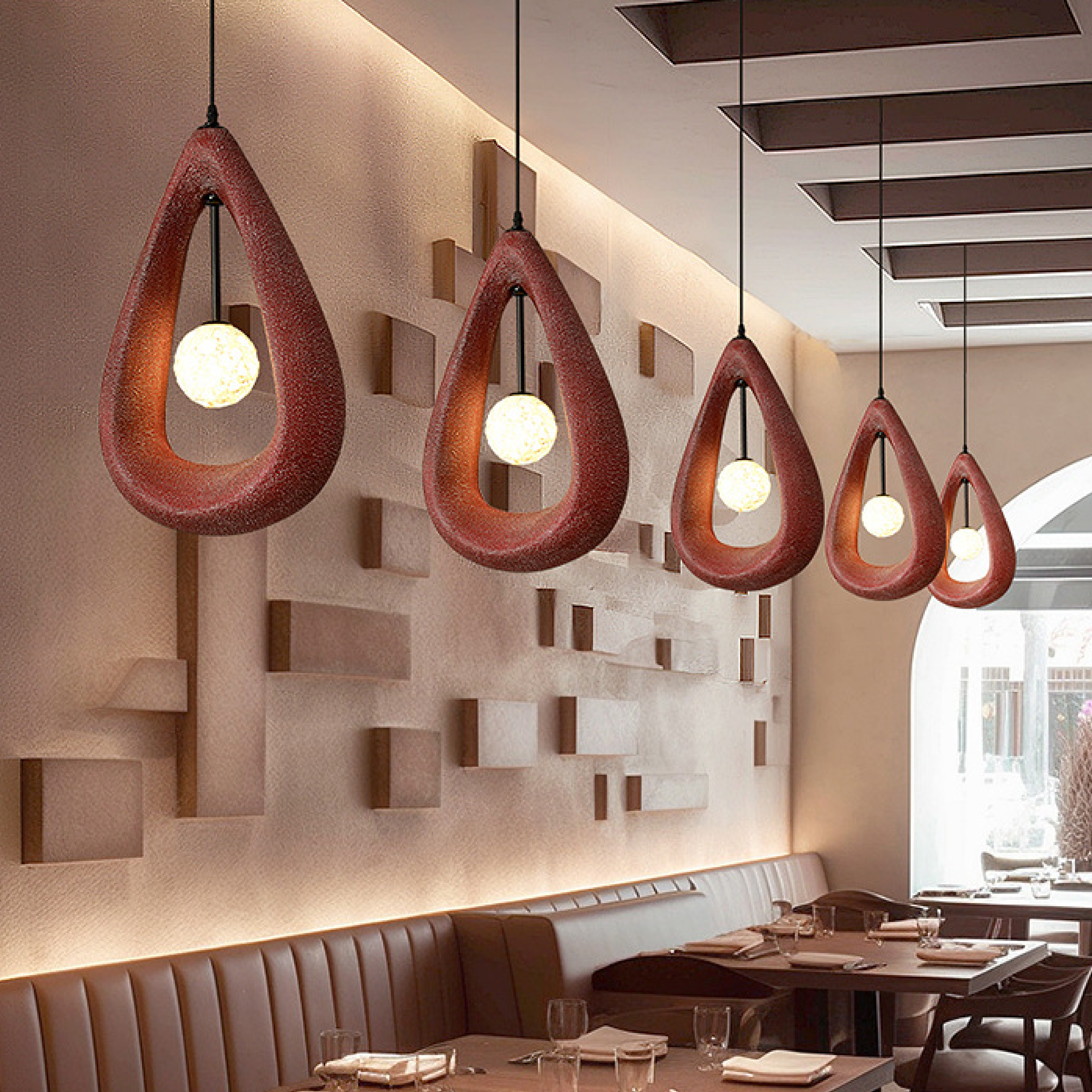 Moderne ovale hanglamp in Japanse stijl