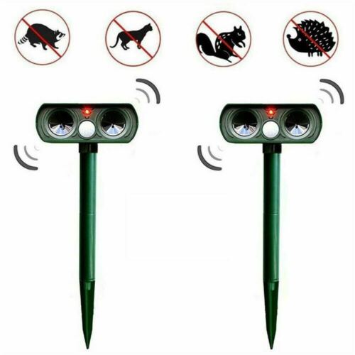 Solar animal repeller with motion sensor and ultrasonic waves