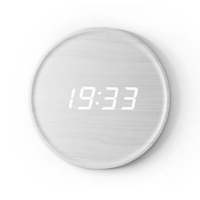 Okrągły zegar ścienny LED z datą i temperaturą
