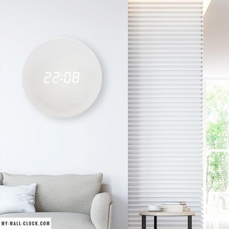 Okrągły zegar ścienny LED z datą i temperaturą